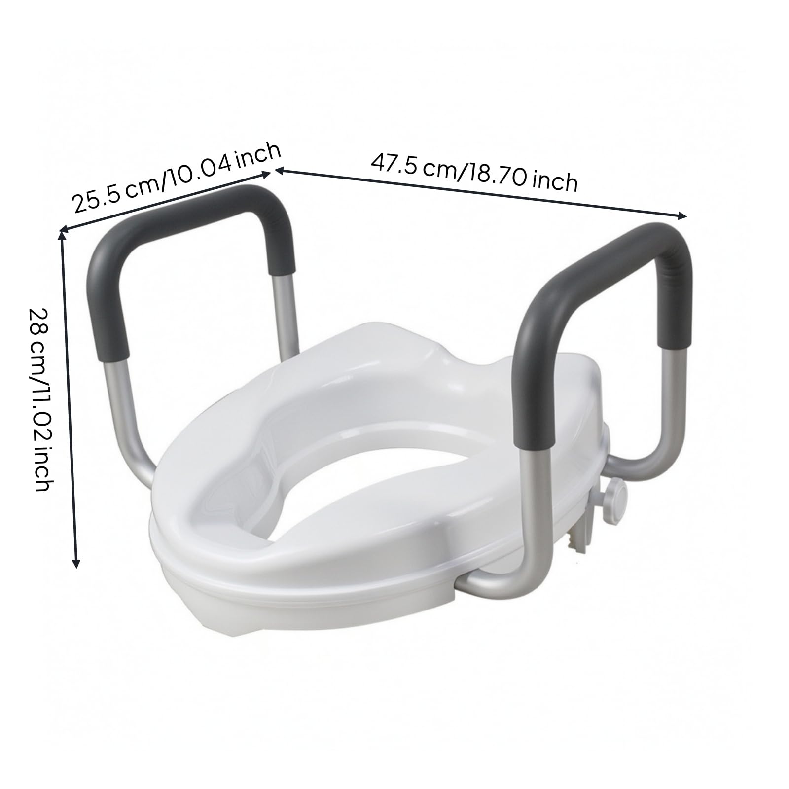 Colcolo Gepolstert Toilettenaufsatz mit Griffen | Sicher, erhöhter Toilettensitz, Sanitärbedarf, für häusliche Pflege, Schwangere, 10CM, Ohne Deckel