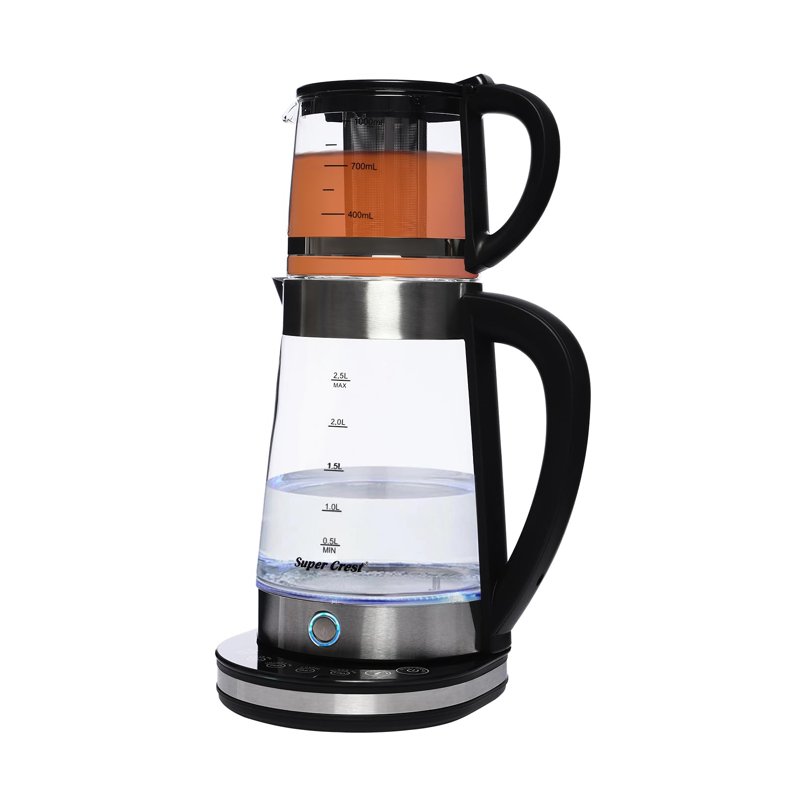 Zaparzacz do herbaty, 1500 W, 2 w 1, z filtrem wapiennym, zaparzacz do herbaty ze szkła i stali nierdzewnej, turecki dzbanek do herbaty, tradycyjna turecka herbata, czajnik do kawy i herbaty