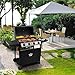 Dellonda 4 Burner Gas BBQ Grill with Piezo Ignition, Built-In Thermometer, Black/Stainless Steel - DG15
