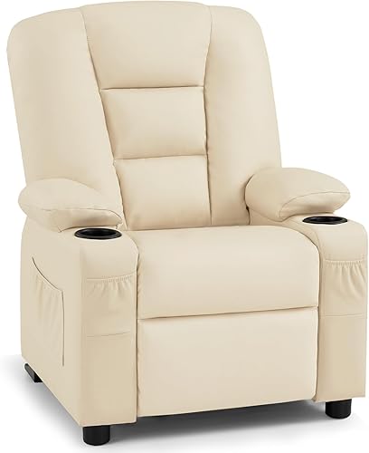 Miniatura 19 de MCombo Sillón reclinable para niños grandes a partir de 3 años, silla reclinable para niños pequeños con portavasos, piel sintética, 7322 (violeta)