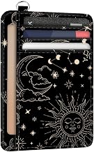 peacoblue Credit Card Holder for Women - Sun and Starry Sky PU Leather Slim Wallet with ID Window, 6 Card Slots, and Cash Pocket - Perfect for Travel and Gifts