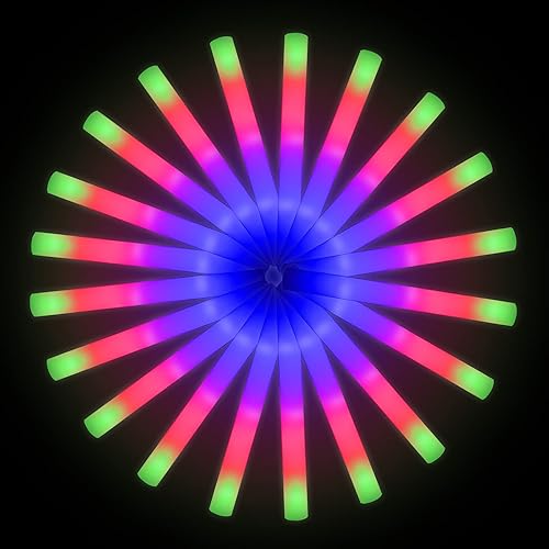 LifBetter 112 varillas de espuma brillante, varillas de brillo LED, 3 modos de parpadeo colorido, varillas de espuma que brillan en la oscuridad,