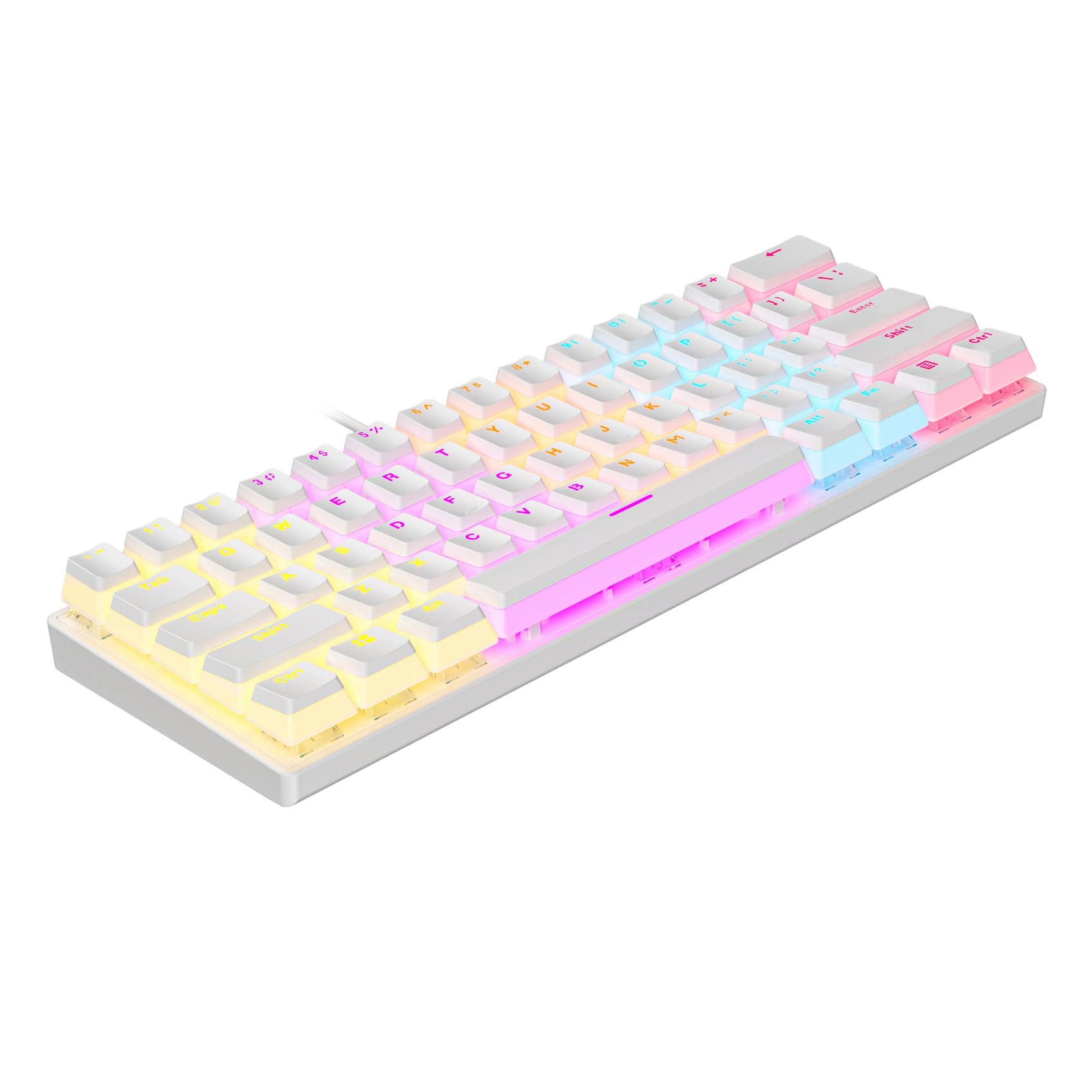 Clavier mécanique RVB 61 touches pour éviter la latence avec touches pudding blanches - 8