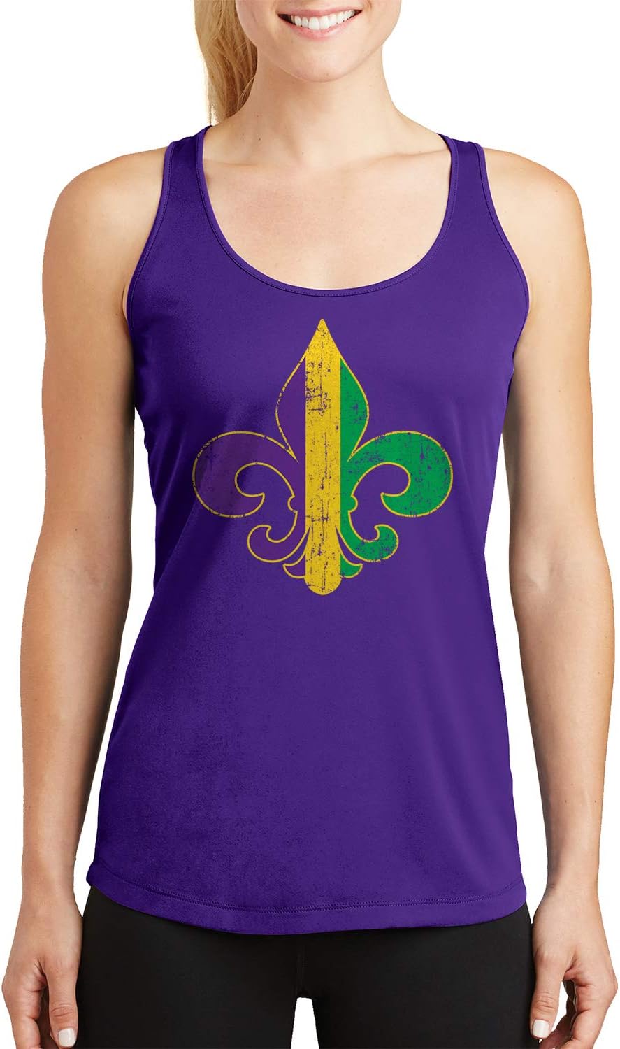 Threadrock Women's Mardi Gras Fleur De Lis Racerback Tank Top