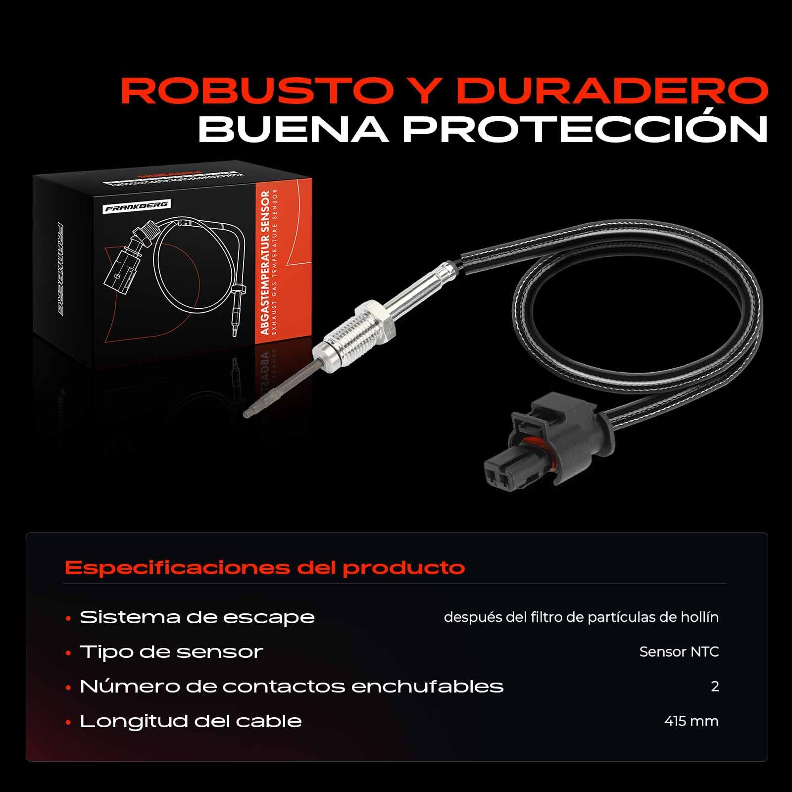 Frankberg Sensor de temperatura de gases de escape después del filtro de partículas de hollín 2 Polos Compatible con Serie 3 E90 E91 E92 E93 Serie 1 E81 E82 E87 E88 Serie 5 F10 F11 Serie 7 13627805606