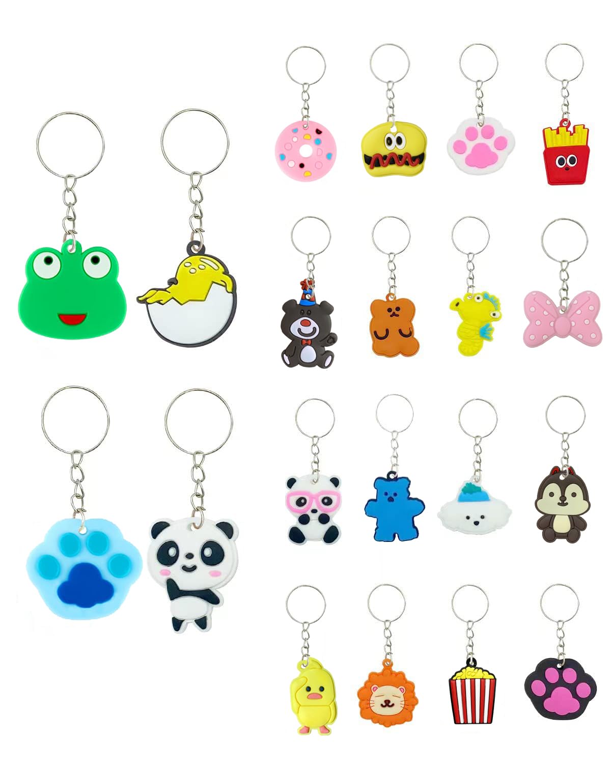 100pcs Cartoon Keychain for Kids Party Favors, Mini Cute Keyring for Classroom Prizes, Birthday Christmas Party Favors Gift, Goodie Bag Stuffers Supplies, 20 Colors