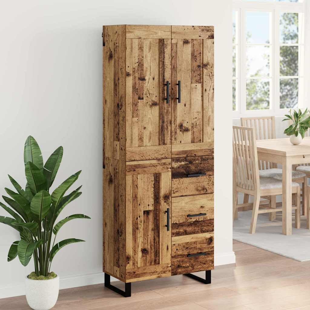 SYDE Credenza alta 2 unità legno 69,5 x 34 x 180 cm | Ante con cerniere, maniglie in metallo nero, ripiani, gambe quadrate, montaggio facile