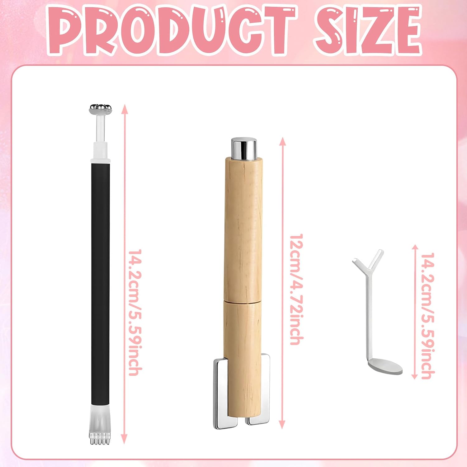 3Pcs Cat Eye Nail Magnet, 4-in-1 Nail Art Magnet Kit with Detachable Wooden Handle | Create Stunning Cat Eye & Heart Effects | Includes Double-Ended Flower & Y-Tool for Gel Polish