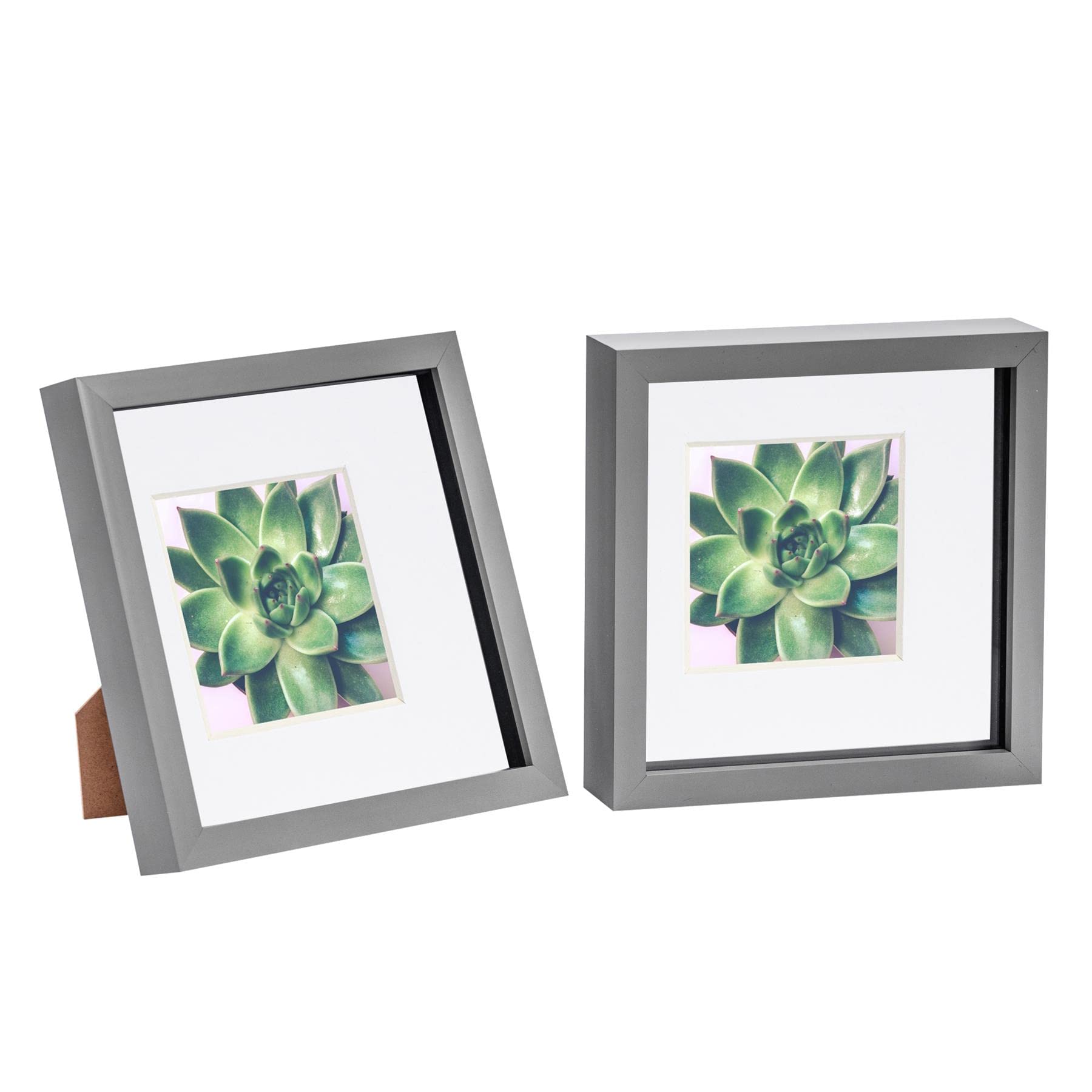 Nicola Spring 8 X 8" Photo FramesGrey/white Mount3D Picture Frame Box Portrait Display Case (22.5 X 22.5Cm) Set Of 2 from B&Q