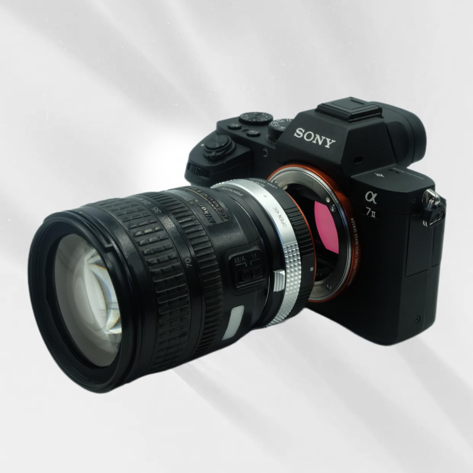 Adattatore con Ghiera Diaframma per Obiettivi Nikkor F (G) sulla Fotocamera per Sony E, a1 a9, a7S III/II, a7S, a7R II/III/IV/V, a7R, a7C, a7 II/III/IV, a7, a6000 a5000 a3500, NEX Serie, QX1, ZV-E10
