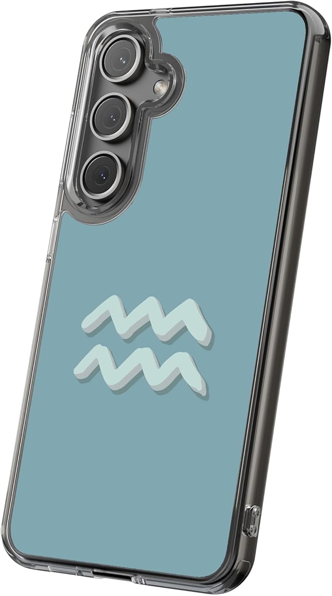 Hybrid Clear Phone Case for Apple iPhone 12 Pro, Aquarius Zodiac Print, Sturdy Backface with Soft Cushioned TPU Sides, Print in USA