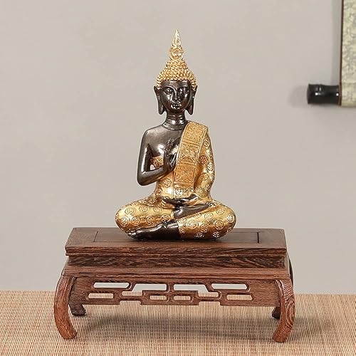 Miniatura 3 de GOLDY&WENDY Jarrón de base tallada rectangular de madera, estatua de Buda Guanyin, pedestal, artesanía, coleccionables, soporte de exhibición antiguo