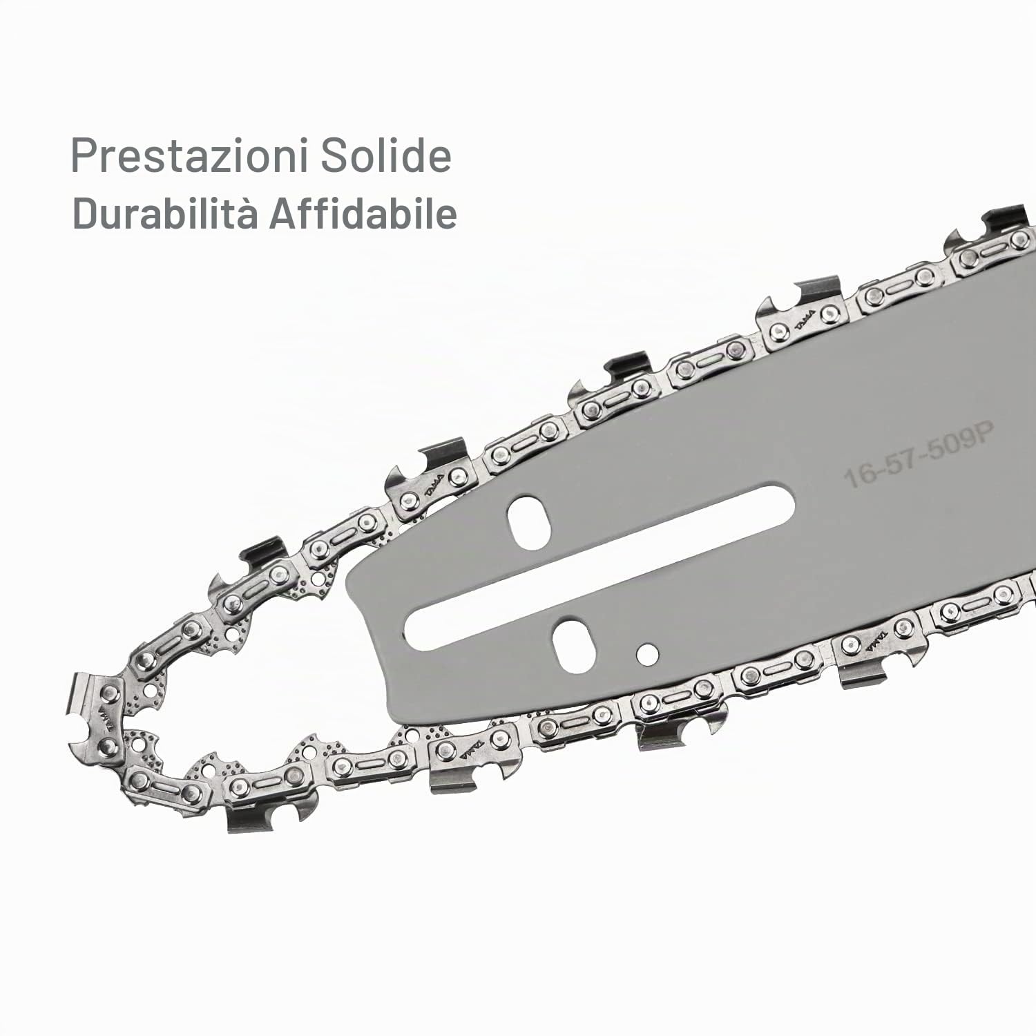 Barra da 40 cm con 4 motoseghe, 57 maglie/carrelli, passo 0,95 cm, calibro 1,3 mm