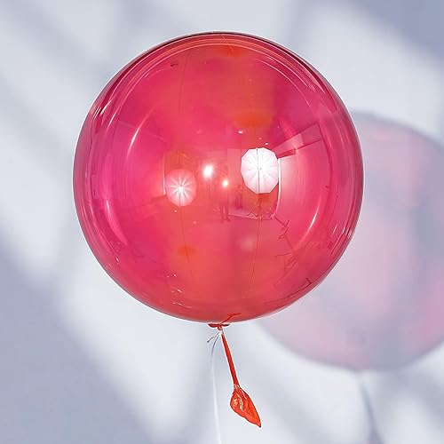 Globos de burbujas de color rojo, 15 globos rojos preestirados de 24 pulgadas, globo de burbujas transparente grande para decoración de Navidad,