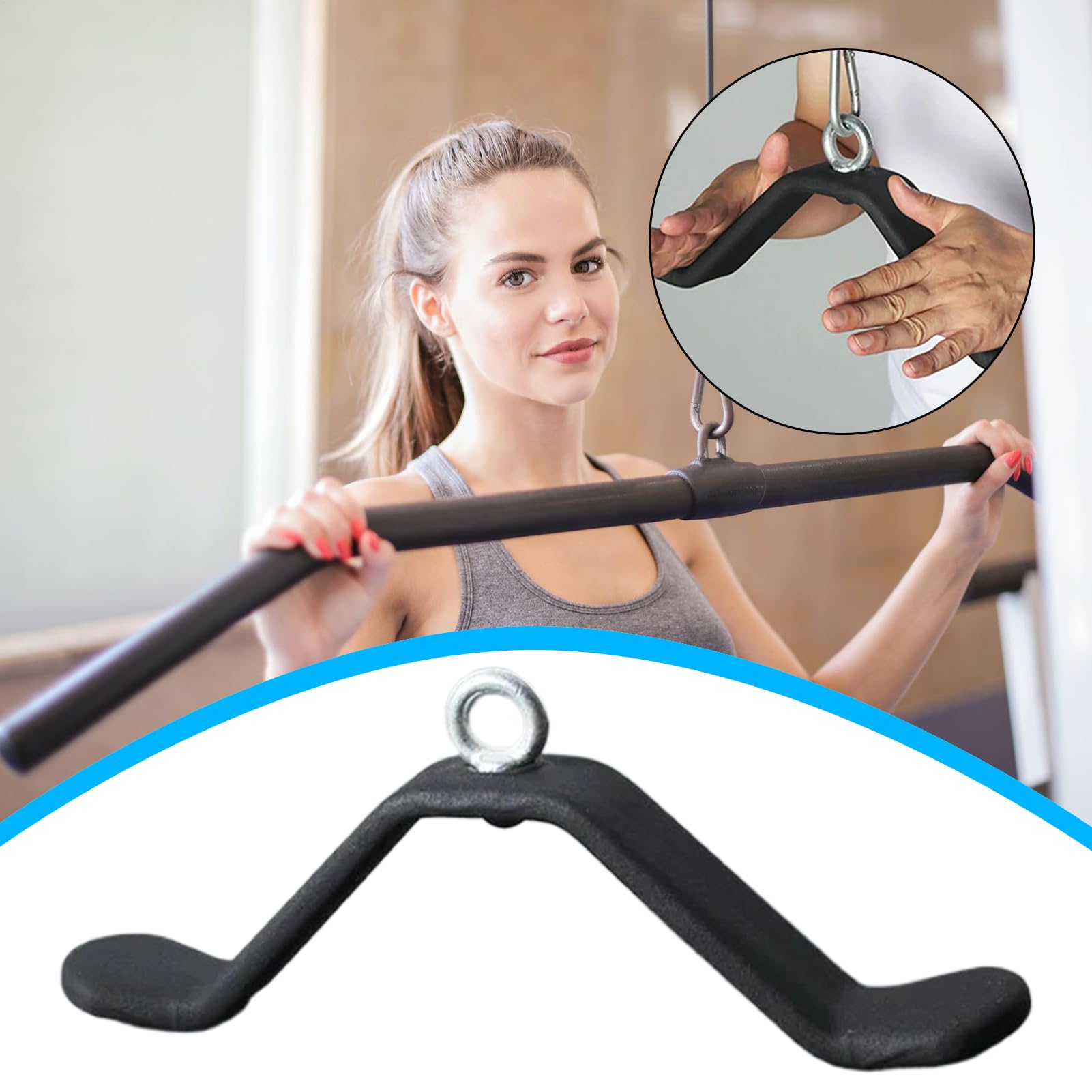 Barra per Allenamento Tricipiti Pulldown Multifunzionale Resistente | Accessorio Fitness Per Palestra Outdoor Allenamento Fitness Sport Potenziamento Muscolare E Del
