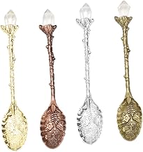 Luxshiny 4Pcs Colher De Sorvete Gravada Colher De Aço Inoxidável Colheres De Aço Inoxidável Colher De Sobremesa Pequenas Colheres De Sorvete Colher Retrô Colher De Sobremesa Elegante