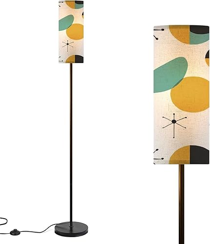 Miniatura 10 de Mid Century Modern Floor Lamps for Living Room 50s Seamless Standing Lamps with Linen Lampshade Tall Lamp Metal Pole Lamp for Bedroom Office Reading