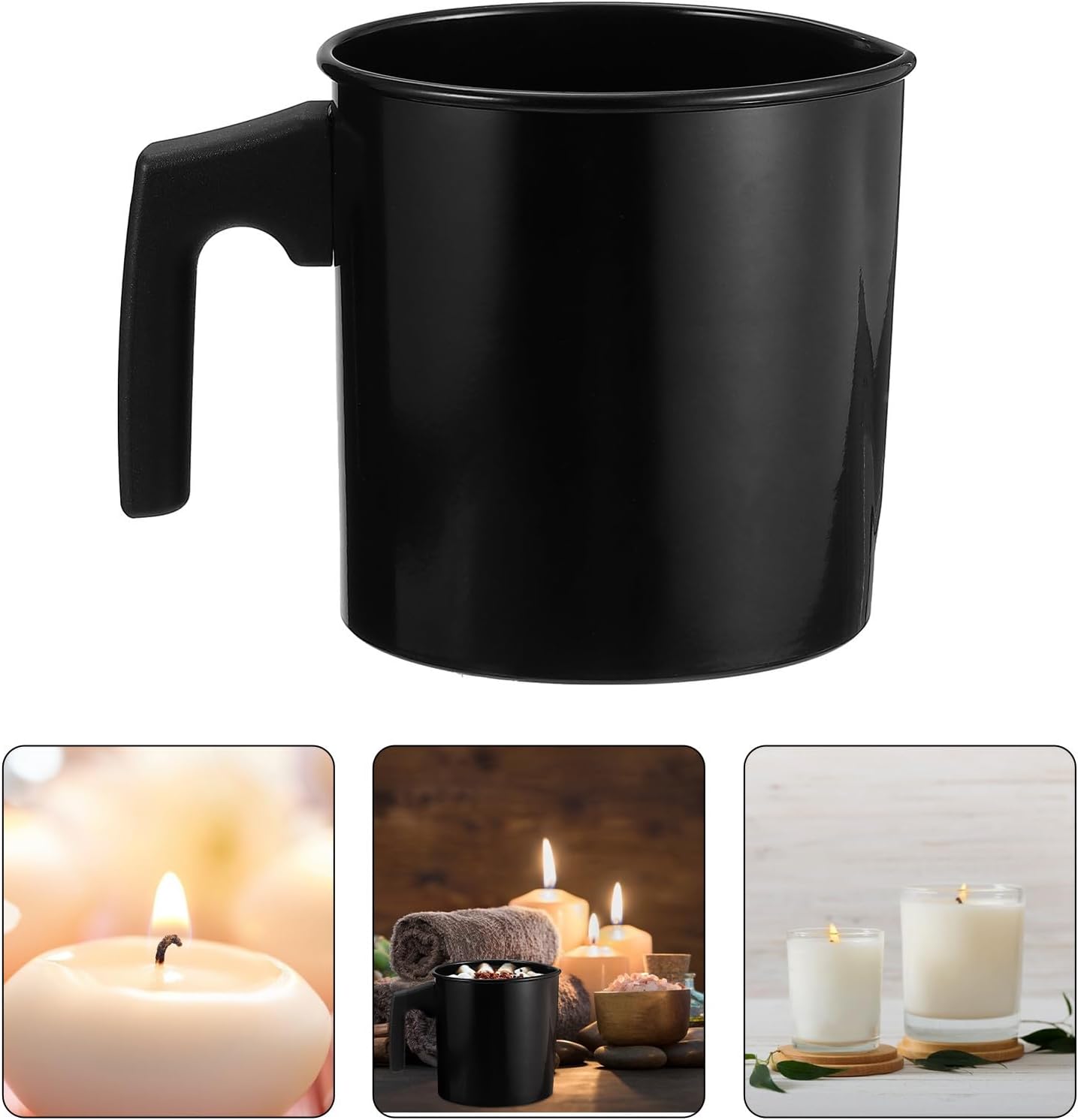 KICHOUSE Candle Making Cup 1.2l Black Alloy Wax Melting Pouring Pitcher | Seamless Construction, Heat-resistant Handle, Dripless Spout, for Soap Making Crafts and DIY Candle Making