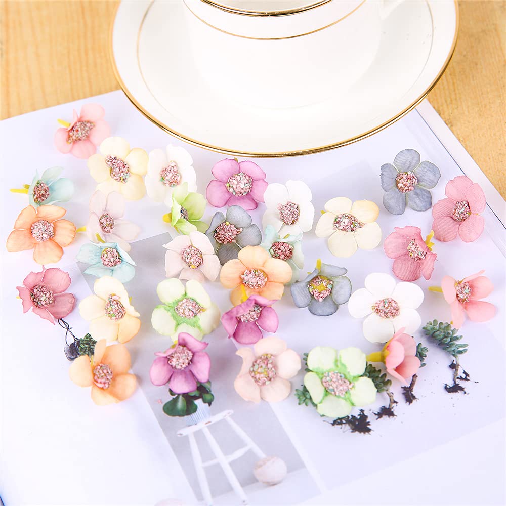 100 pezzi 2 cm teste di fiori margherite finte mini fiori artificiali di seta per ghirlanda scrapbooking casa matrimonio decorazioni per san valentino- margherita champagne, 100 pezzi