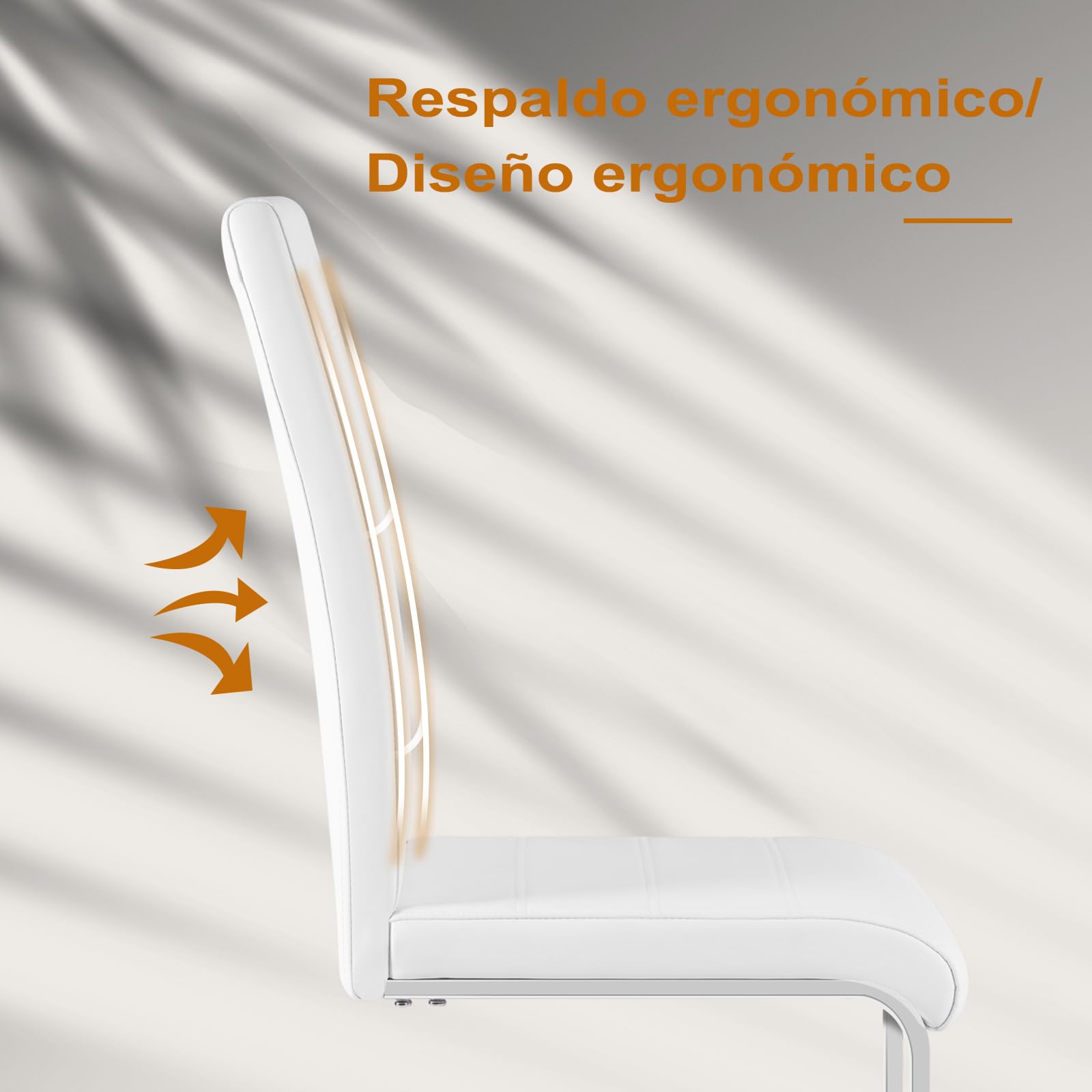 WOLTU Juego de 6 Sillas de Comedor, Terciopelo,Blanco | Ergonómica,Forma de C con Respaldo Alto,Moderna,Chic