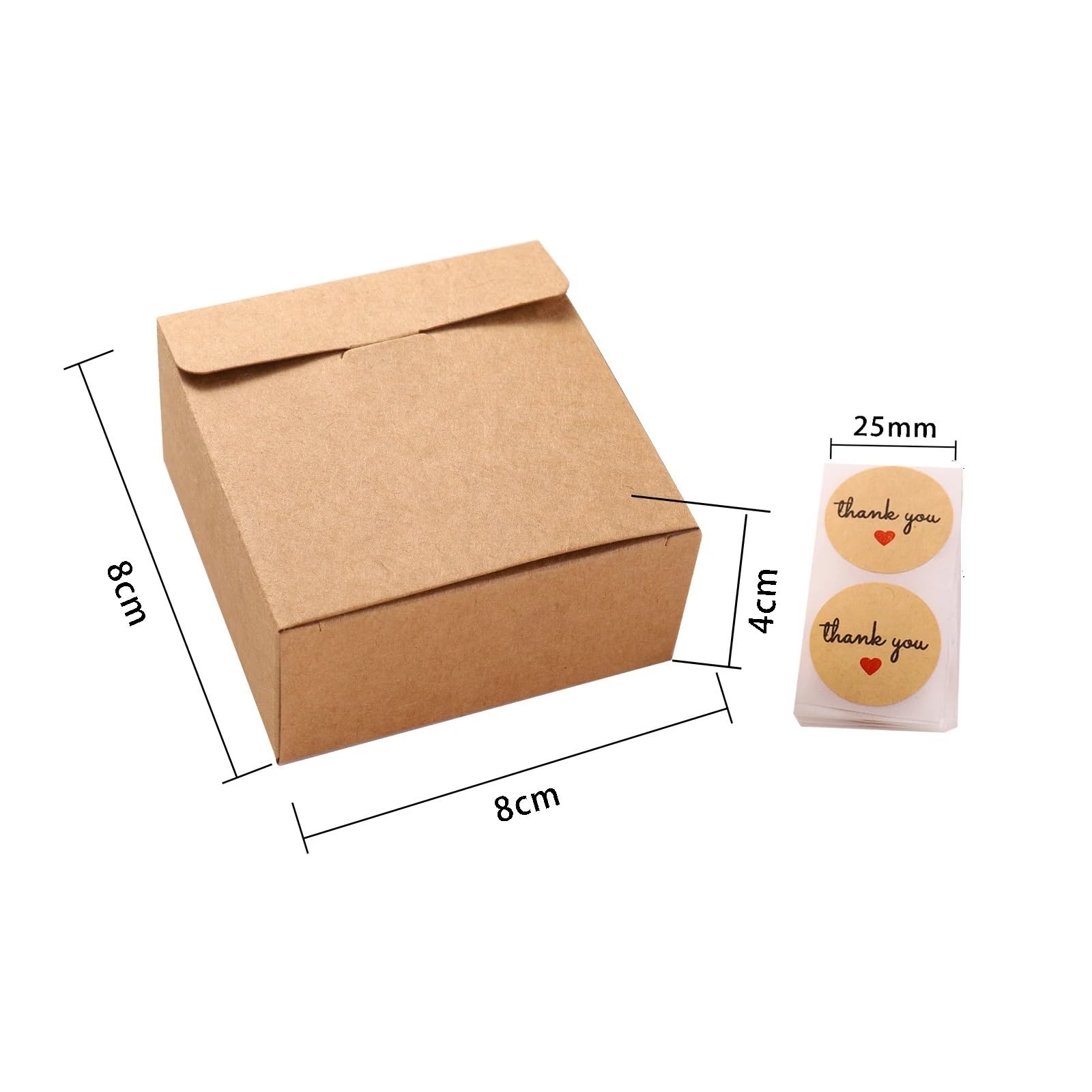 Scatole regalo Kraft Scatole quadrate di carta Kraft da 30 pezzi/set Scatole regalo da viaggio in carta Bomboniere for matrimoni, compleanni, Natale, con adesivi di ringraziamento