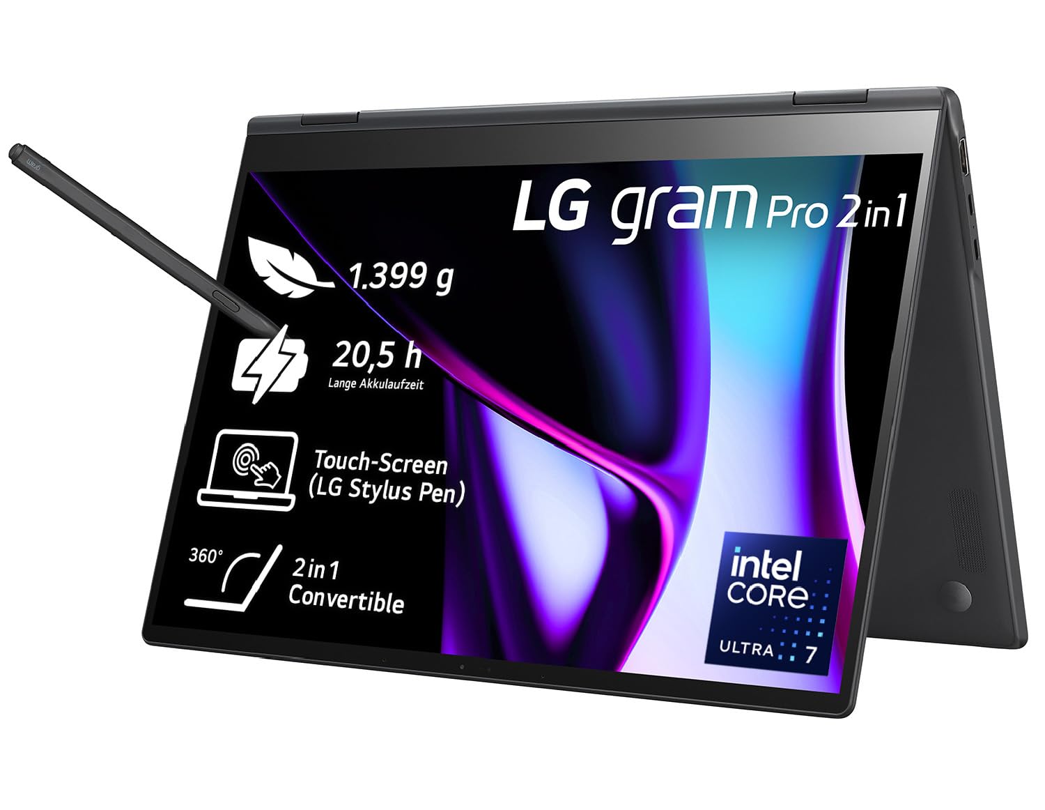 2024 LG gram Pro 16 Inch 2-in-1 Notebook - 1399g Intel Core Ultra7 