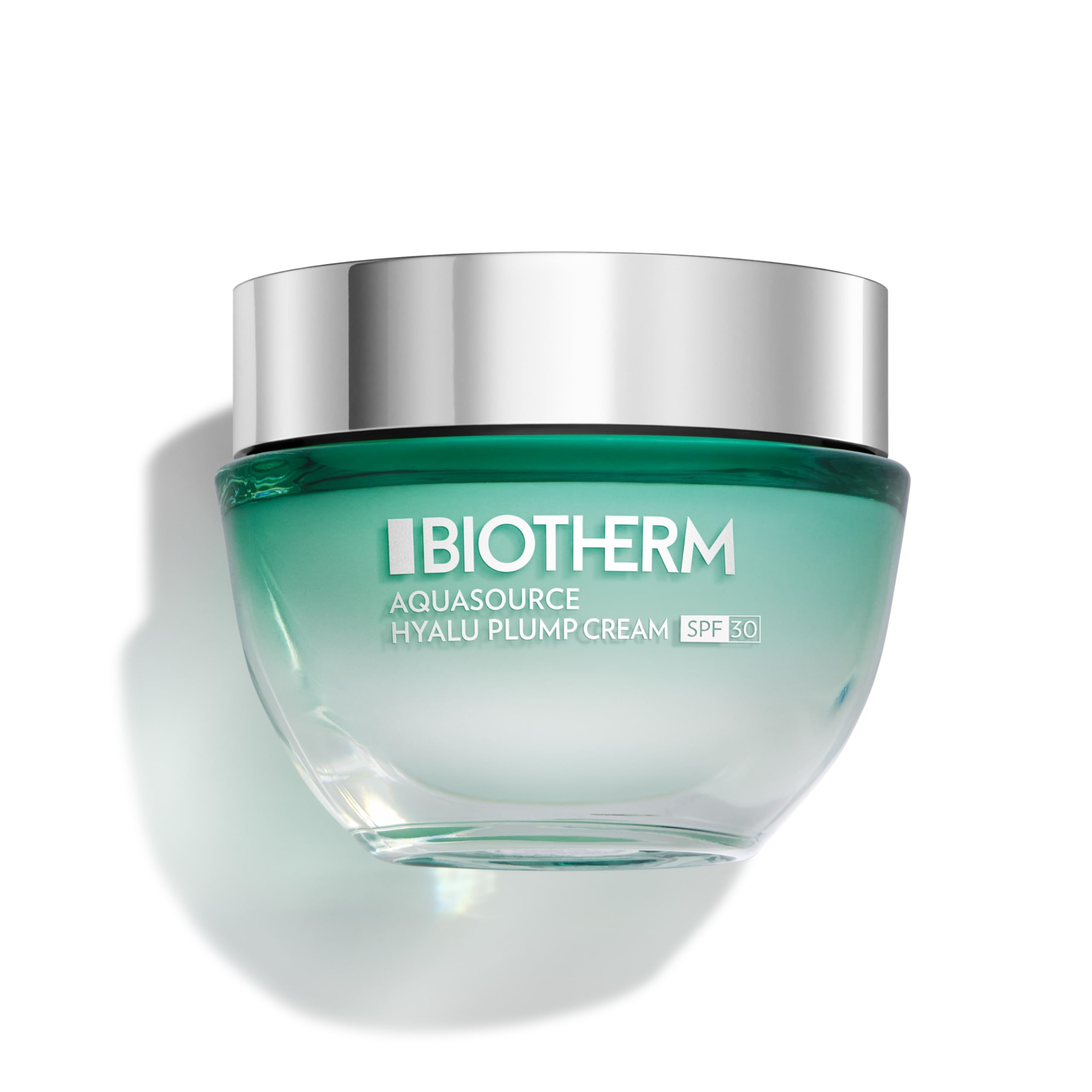 Biotherm Aquasource Hyalu Plump Cream LSF 30, feuchtigkeitsspendende Tagescreme mit hohem UV-Schutz, für aufgepolsterte Haut und 48h Hydratation, mit Hyaluronsäure-Duo & Biotech Plankton, 50 ml