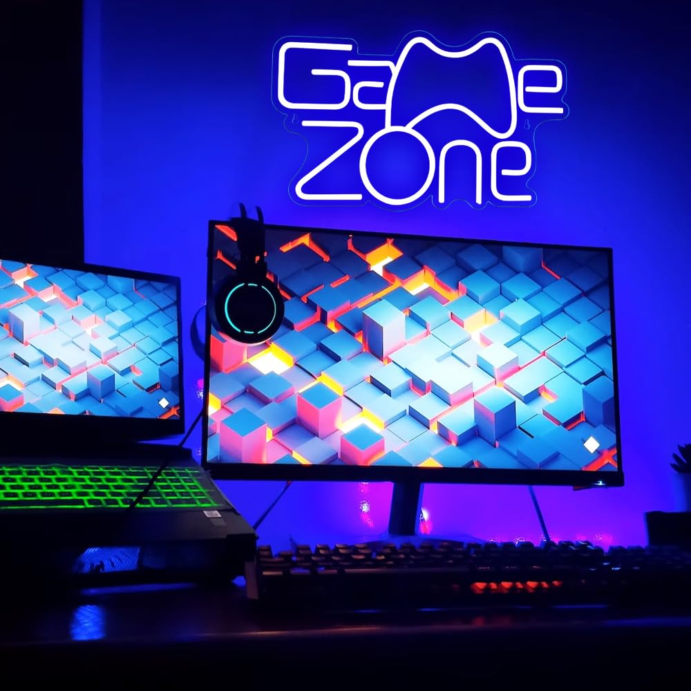 Game Zone De Jeu Salle De Jeux Néon Signe Led Avec Usb Alimenté Logo Pour Garçon Chambre Garçon Cave Salle De Jeux DéCoration Murale, Grand Cadeau Pour Fête