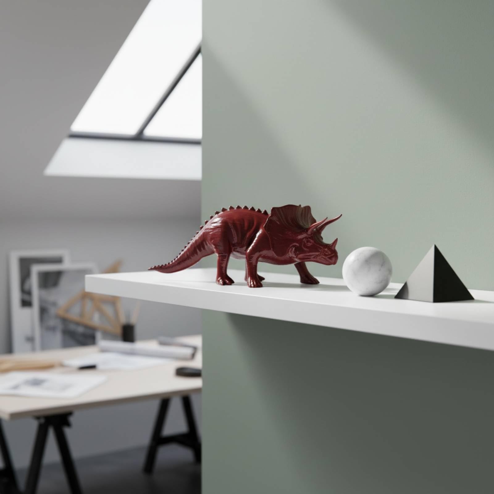 Triceratops-Figur Tischdekoration Gehörnte Dinosaurierfigur Naturgetreu Tierfigur, Schwarz