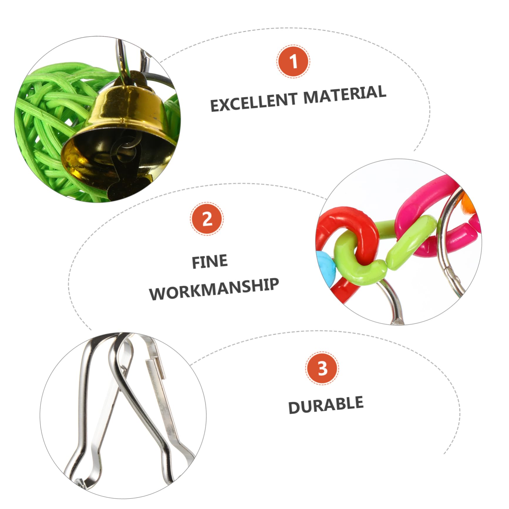13pièces Accessoires Colorés pour Oiseaux Jouets à Mâcher Et Balancoires pour Perruches Et Perroquets