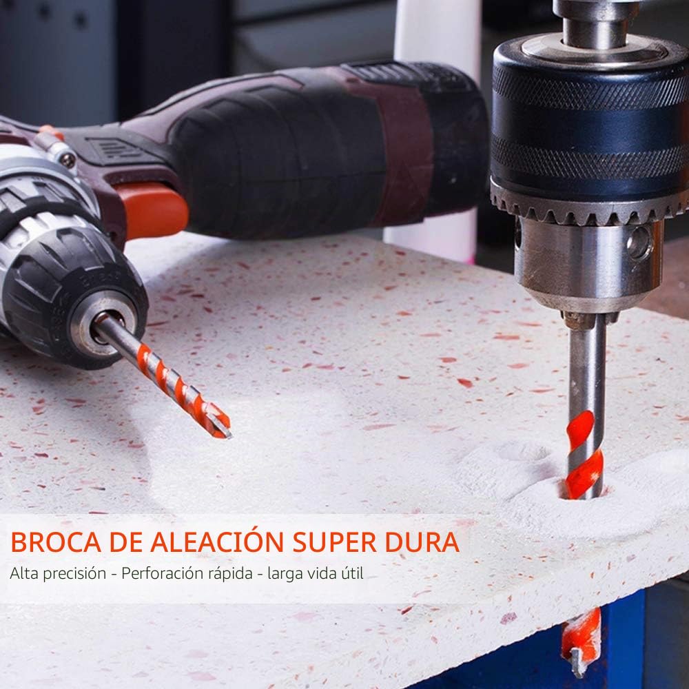 KAHEIGN 10 Piezas Carburo De Tungsteno Broca Para Mampostería Conjunto para Metal Acero Porcelana Baldosas De Cerámica Hormigón Ladrillo Plástico Madera (6 /8 /10 /12mm)