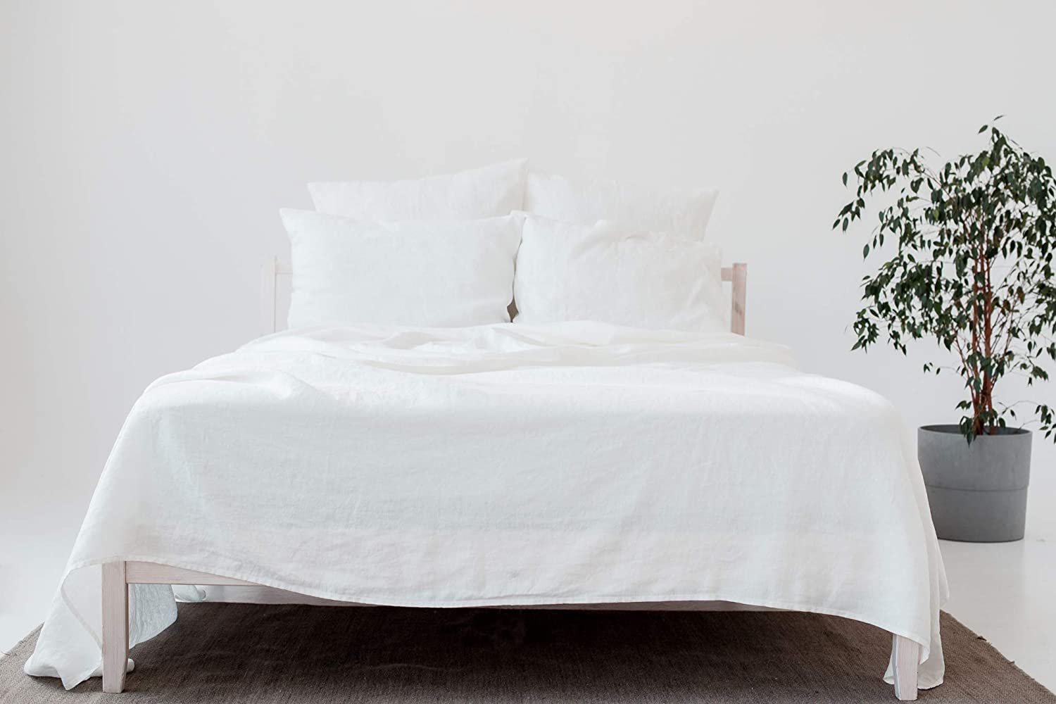 My Linen Home Sábana Plana de Lino Natural 100% Lavada a la Piedra Blanco, 245x280cm I Hipoalergénica, termorreguladora y Transpirable I Suave y Delicada Incluso para Pieles sensibles