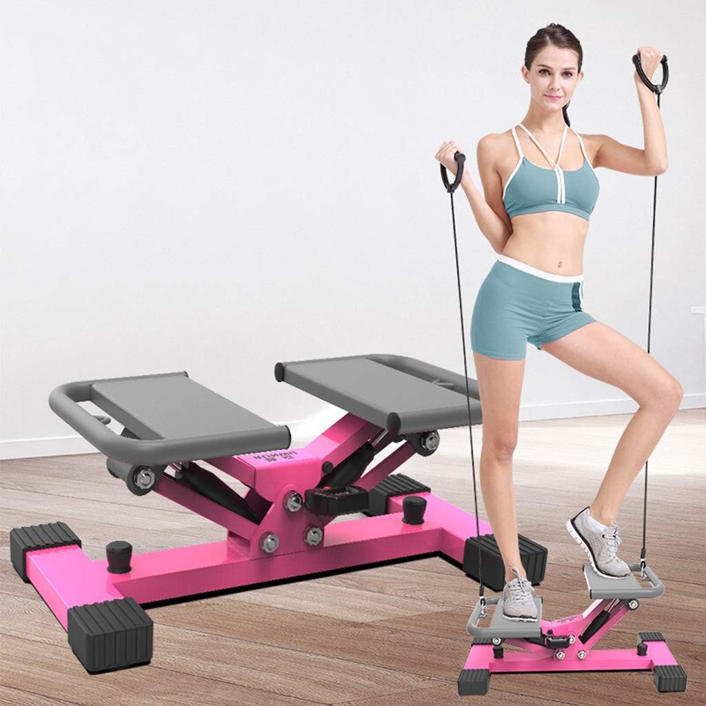 Stepper,Pantalla LED de montañismo para Registrar el Estado del Ejercicio y el Consumo de calorías, Ejercicio de Paso/Giro/Cuerda, hogar/Oficina, Rosa
