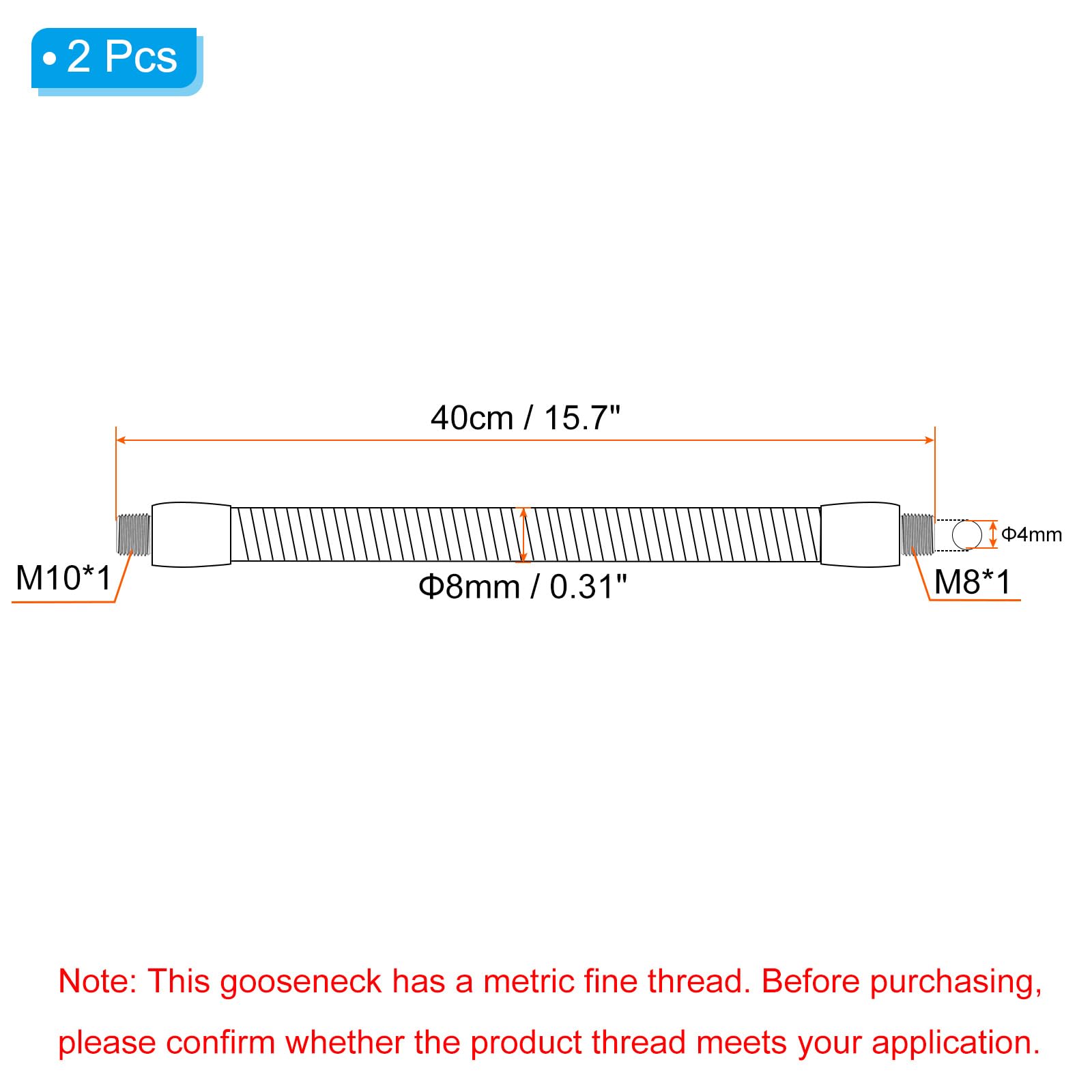 PATIKIL 15.7" Universal Gooseneck Hose - Image 2