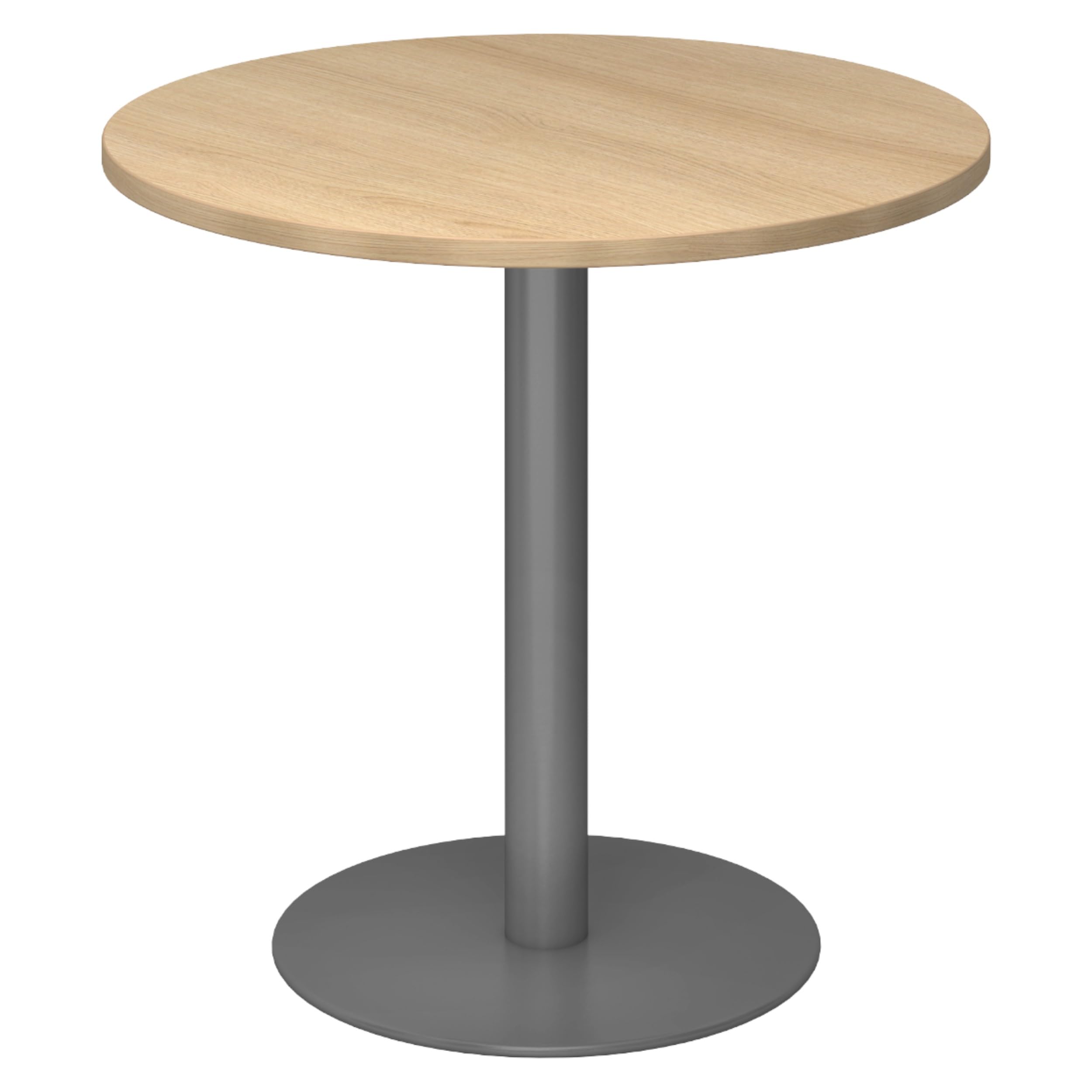 bümö Besprechungstisch, Esstisch klein, Tisch rund 80x80 cm in Eiche, Gestell: Graphit - Kleiner Rundtisch für 2 Personen mit Holz-Platte, Säule aus Metall, Konferenztisch, Bistrotisch