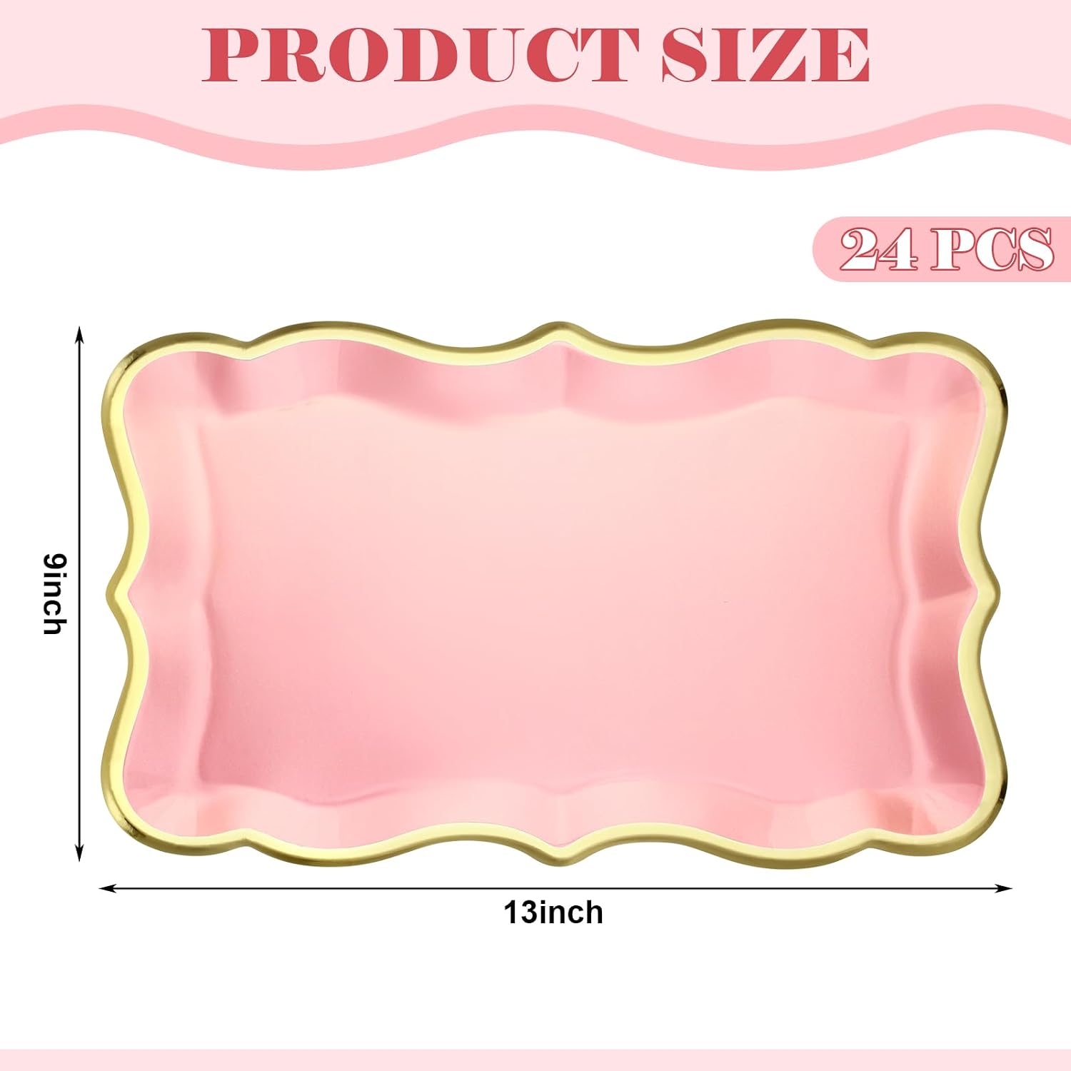Havawish 24 Pcs Rose Gold Disposable Paper Serving Trays with Trim Border 9" x 13" Paper Plates for Dinner Cookie Cake Dessert Holiday Party Supplies image 2