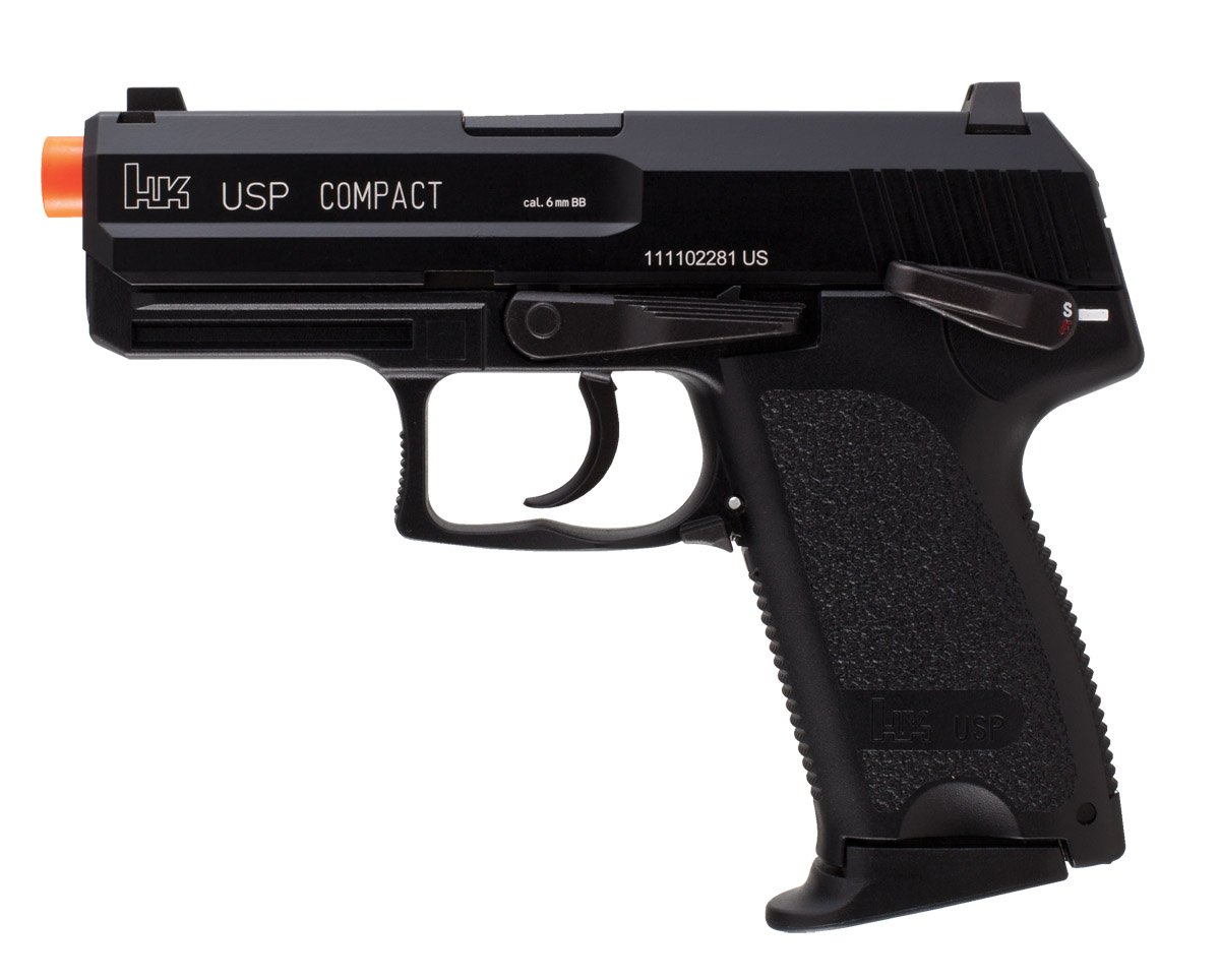 HK Heckler & Koch USP GBB Blowback 6mm BB Pistol Airsoft Gun, Black, HK USP Compact GBB