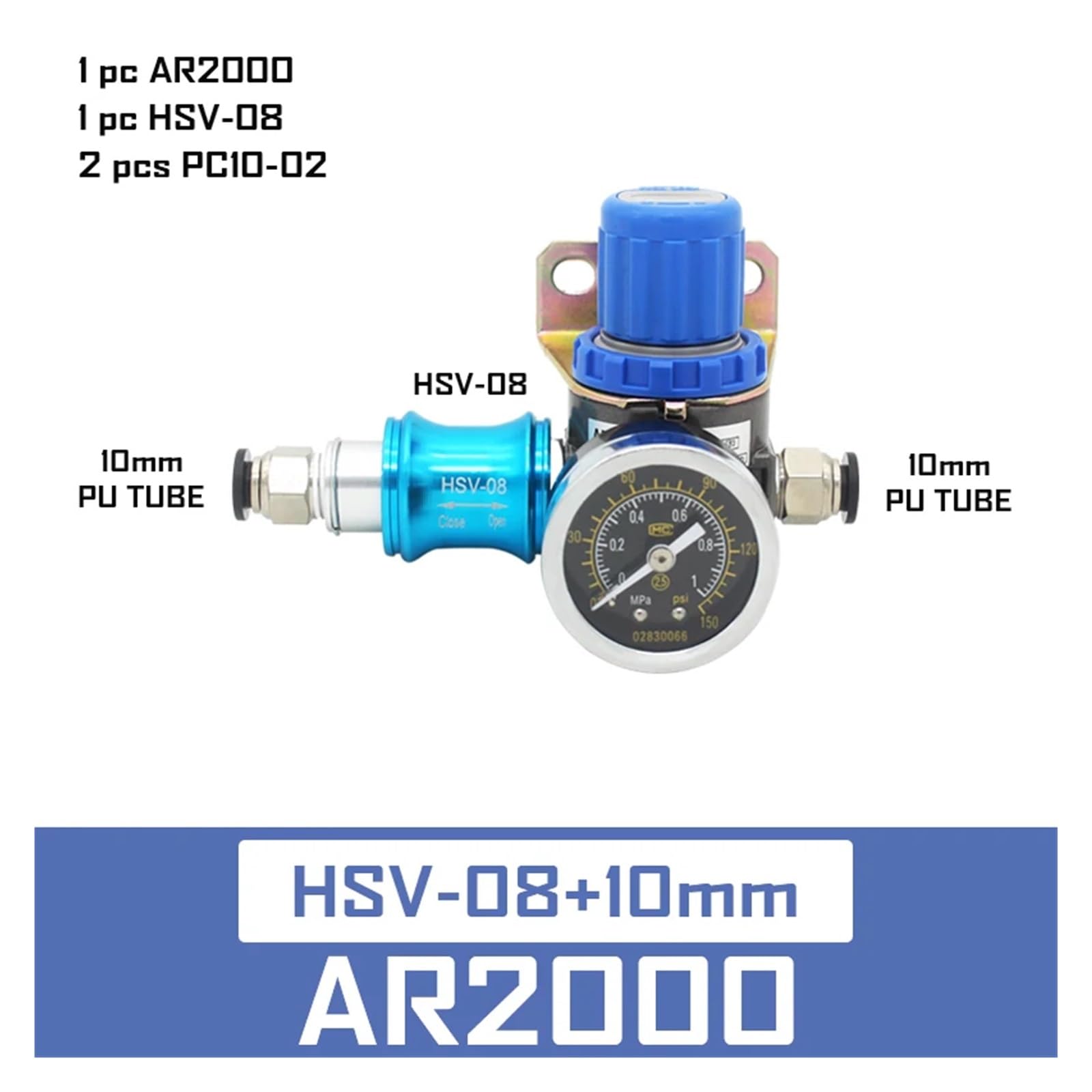 AR2000 1/4" pneumatyczny regulator ciśnienia powietrza z regulacją manometru(6)