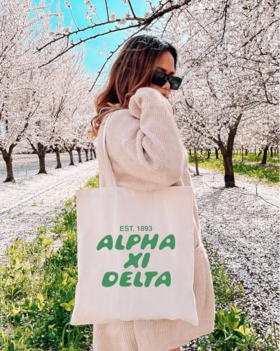 Alpha Xi Delta Bubble Text Trendy Tote Bag | Alpha Xi College Sorority Beach Bag | Big Little Gift4