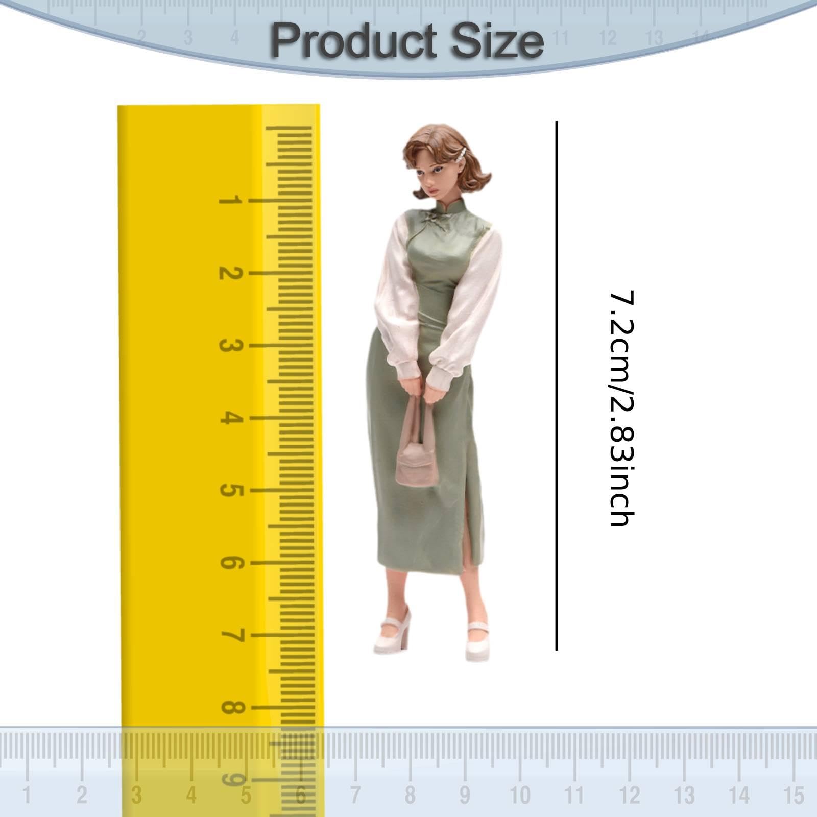F Fityle Modello Femminile di Cheongsam in 1/24 con Capelli Corti, per Giochi di Ruolo, Personaggio 3D Realistico da Collezione per Tavolo di Sabbia e