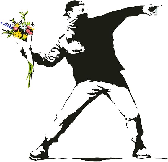 Banksy Flower Throw Wall Vinyl Sticker Thrower Art Gift Decal Banksy Flower