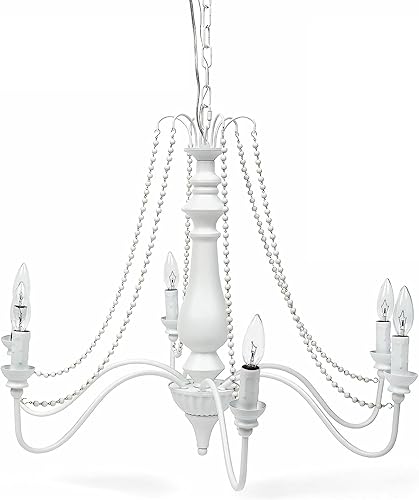 Candelabros franceses con 6 velas, lámpara colgante de granja, lámpara vintage con cuerdas de cuentas de vidrio, lámpara de granja para cocina,