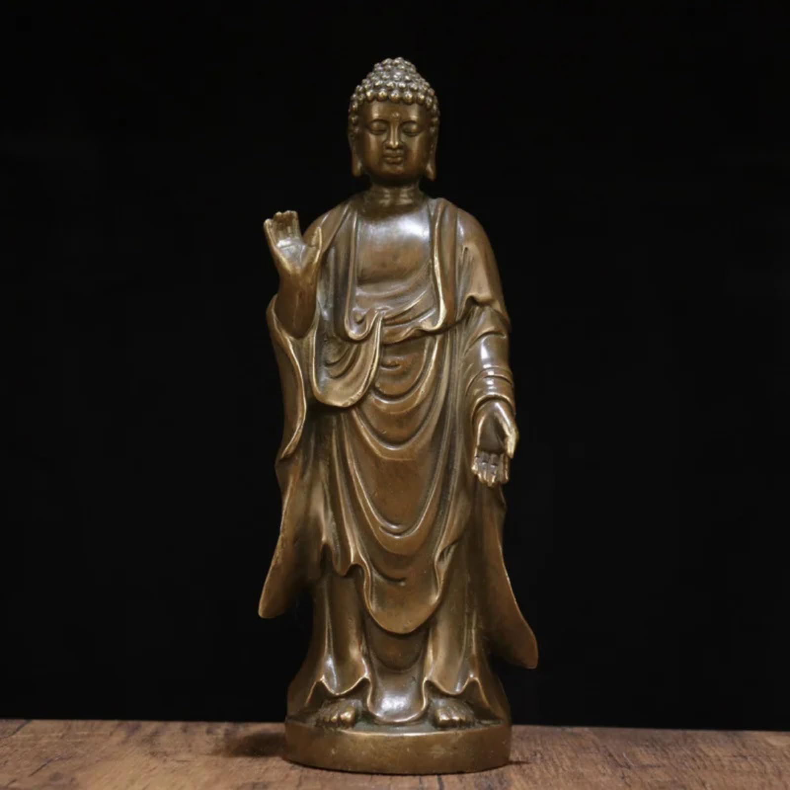 Statua di Buddha Amitabha, in rame, 22 cm, decorazione per casa e ufficio