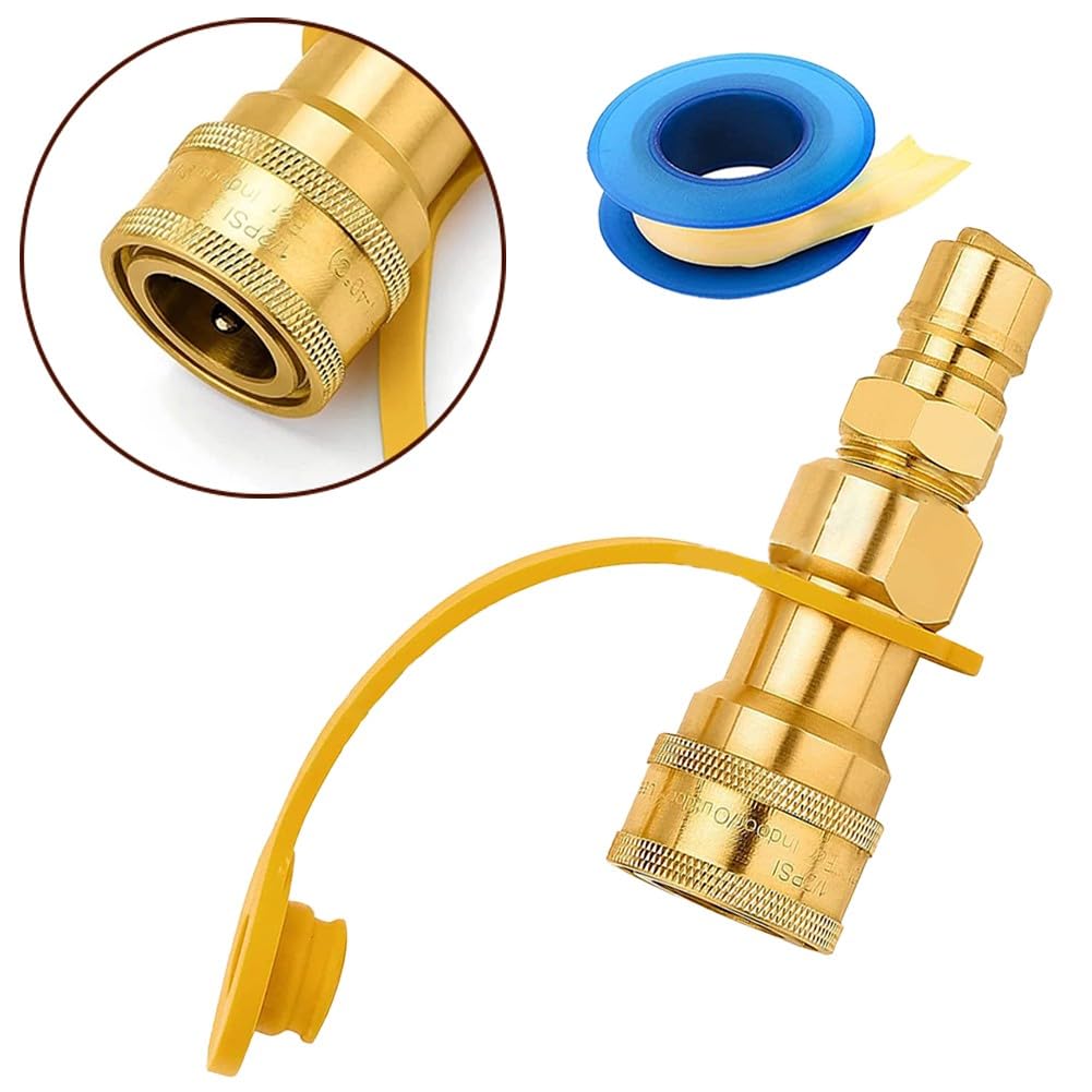 Raccordi QDD a connessione rapida per gas naturale LP da 1/2", inserto maschio in ottone con spegnimento automatico per riscaldatore grill camper, confezione da 3