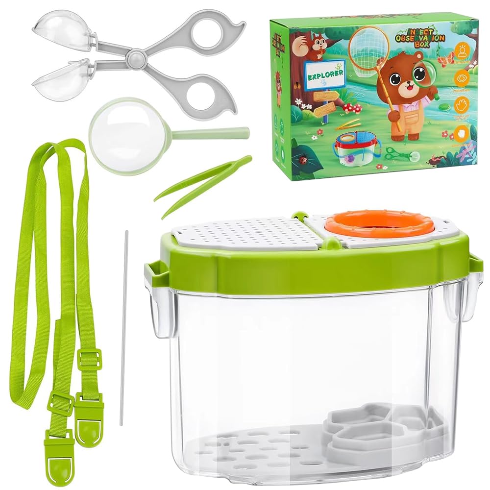 Hojalis Caja de observación de Insectos, Kit de Explorador al Aire Libre, Kit de Captura de Insectos para niños, Caja de Colección de Insectos, para Niños Exploración de Naturaleza