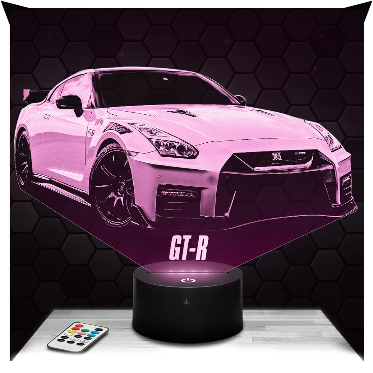 Lampada 3D Con Illusione Auto Sportiva Avent Ador - Luce Notturna Tattile Personalizzata - Formati A5/A4, Base Luminosa A Scelta - Idea Regalo Di Natale O Compleanno - Made In France
