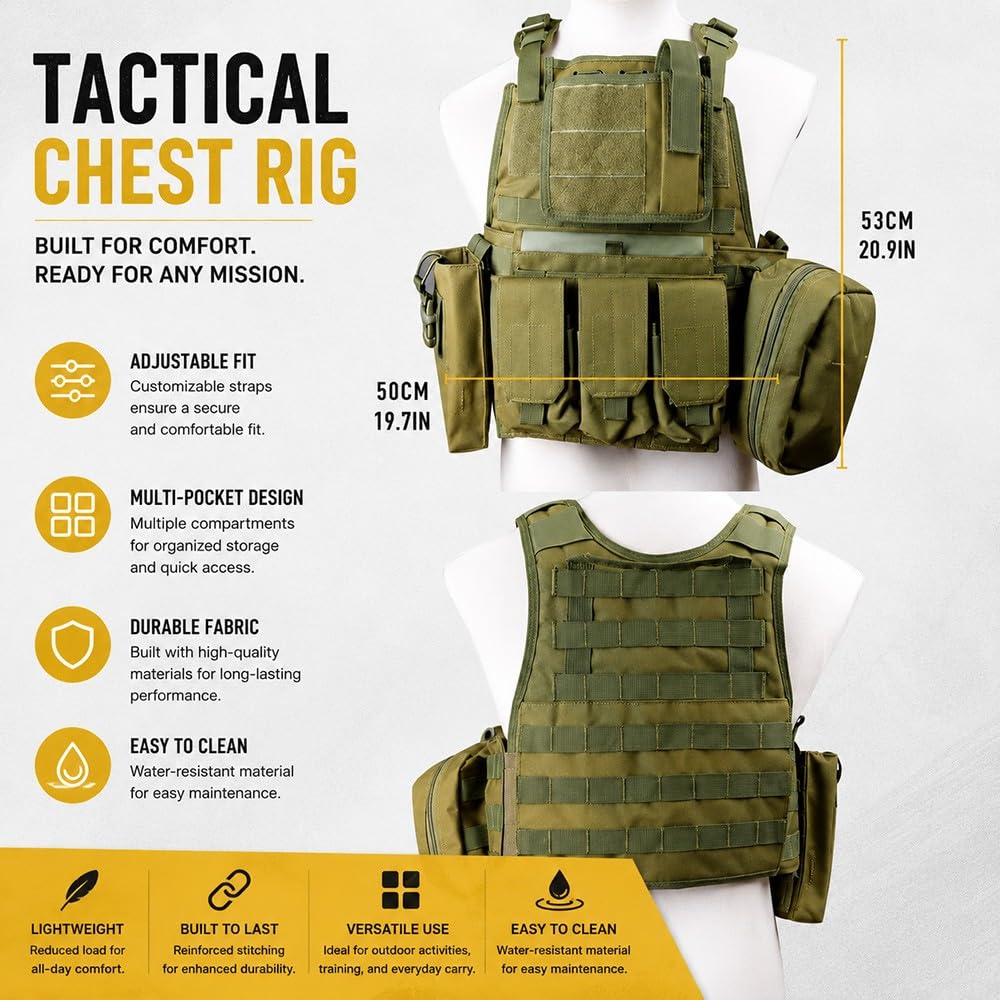 Gilet Molle Outdoor Regolabile con Tasche Multifunzione, Tessuto Resistente 600D, Gilet Leggero per Escursionismo, Campeggio E attività All'Aperto