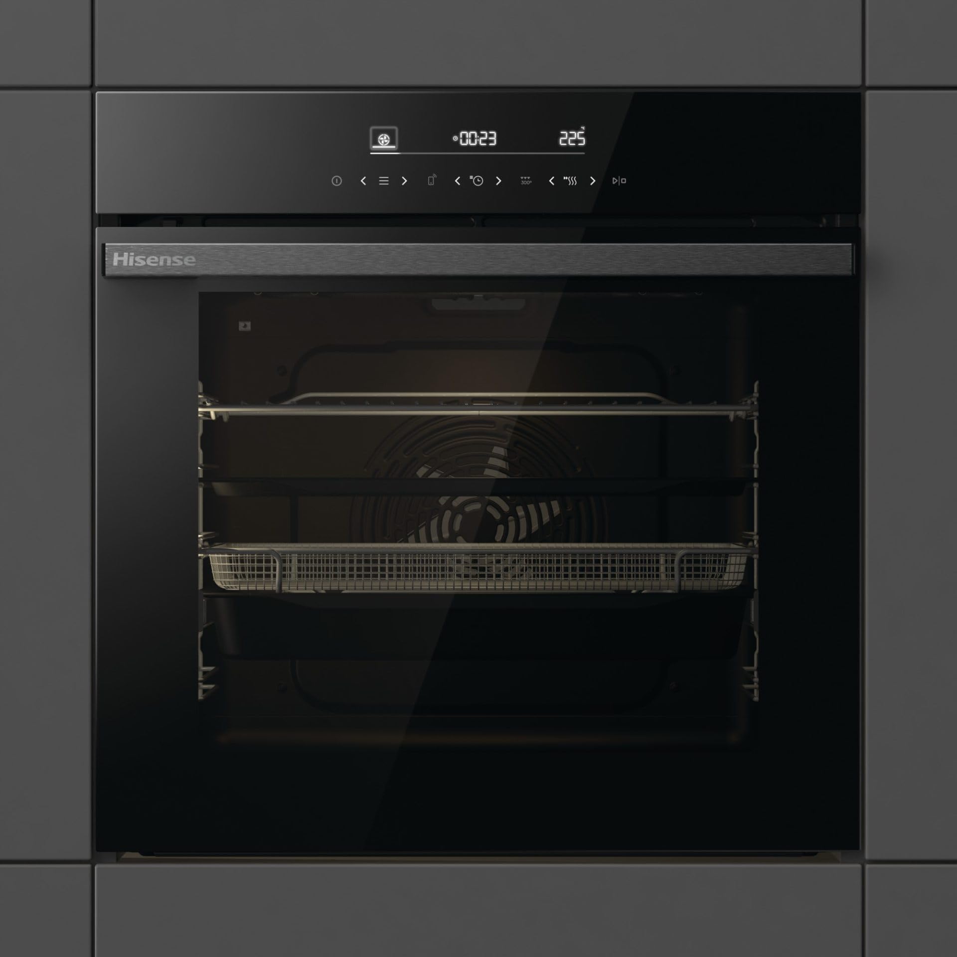 Hisense BI65346PDBGWIFI - Forno, Even Bake 77L, cottura congelata, modalità Air Fry, modalità Pizza, programmi Auto, porta rimovibile, Wi-Fi - Connect Life