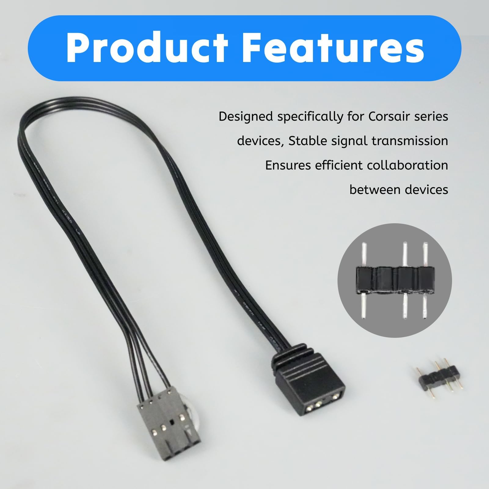 Câble Adaptateur RGB 4 Broches vers 5V pour Corsair Commander Core iCUE, Connecteur ARGB 3 Broches