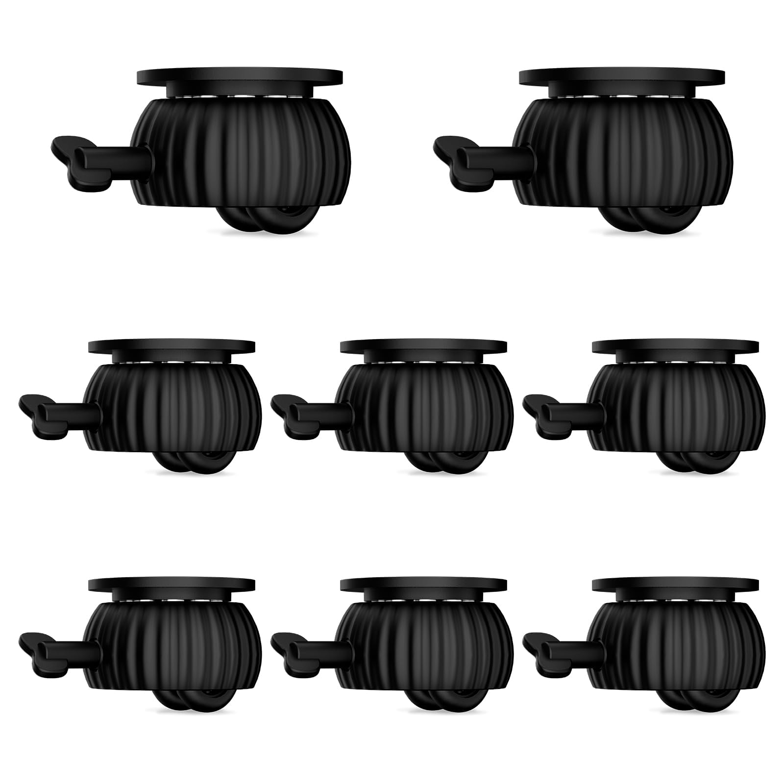 Ruedas giratorias autoadhesivas para electrodomésticos de cocina, ruedas giratorias de 360 grados, ruedas universales de acero con freno para muebles pequeños, cubos de basura, ruedas negras, 8 unidades
